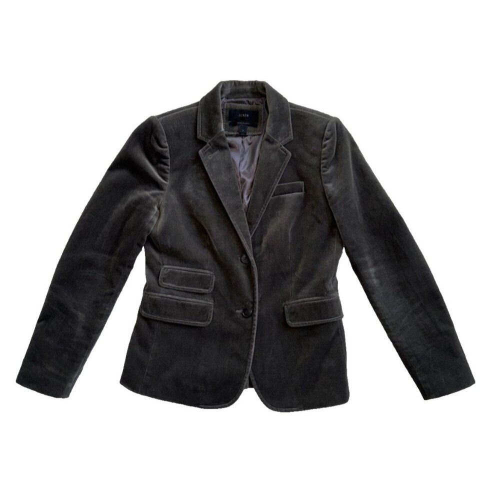 J. Crew Schoolboy Sage Velvet Single Breasted 2 Button Blazer,Jacket size 2